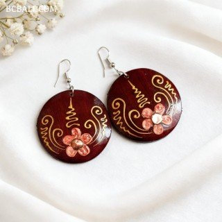 New Collection Painting Wood Earrings from Bali